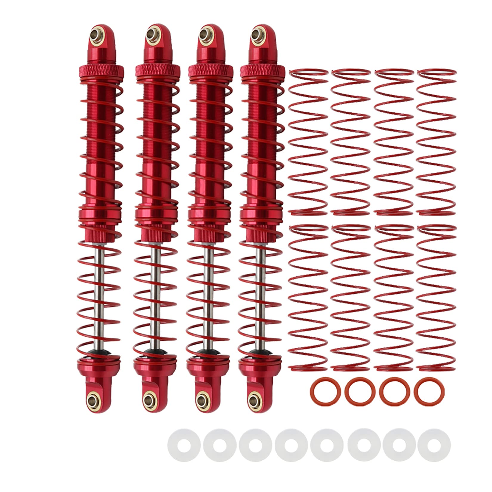 RXZIXYL 4-Pack Front Rear RC Shock Absorber 70mm 80mm 90mm 100mm 110mm 120mm Adjustable Assembled Spring Damper Axial SCX10 Oil Damper for 1/10 RC Crawler Car AXI03007 RBX10 D90 TRX4…