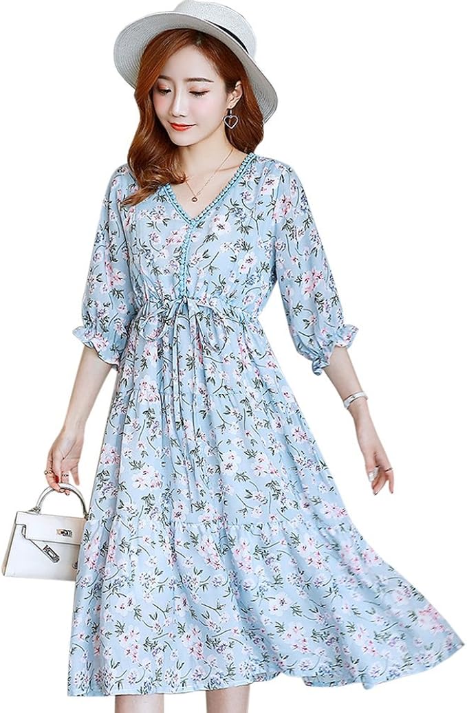 Amazon Co Jp マタニティ ワンピース レディース 花柄 ロング丈 授乳口付き 授乳服 マキシワンピ 妊娠服 レジャー シフォン 気質 ルームウエア 服 ファッション小物