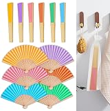 Didilor Folding Fans 6Pcs Handheld Bamboo Paper Fan Set for Wedding Party Home view 5