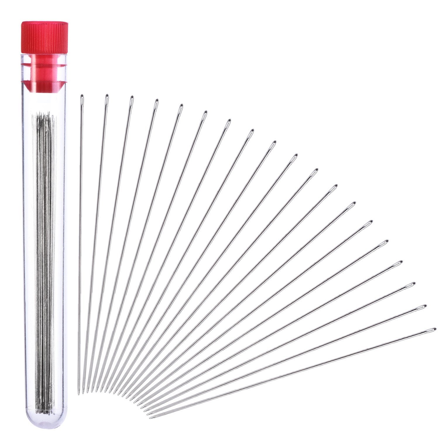 30 Pieces Beading Needles, 0.45 mm Diameter and 80 mm/ 3.15 inches Long with Needle Bottle