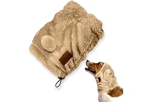 SSaYo Adjustable Dog Noise Cancelling Ear Muffs Noise Protection - No Flap Ear Wraps for Dogs - Snoods Dog Headband Ear Covers for Anxiety Relief, Thunderstorms, Fireworks & Grooming (Brown, Large)