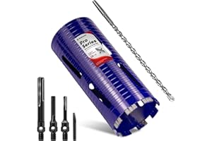 DaduoRi 4-1/4" Pro Dry Core Drill Bit with Pilot Bit & 3 Adapters (SDS Plus/SDS Max/1/2 Hex), Upgraded Blade Core Bits for Co