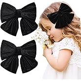 Velvet Hair Bows Girls 6" 2PCS Big Black Fall bow Alligator Clips for Toddler Hair Clips Toddlers Teens Kids Accessories