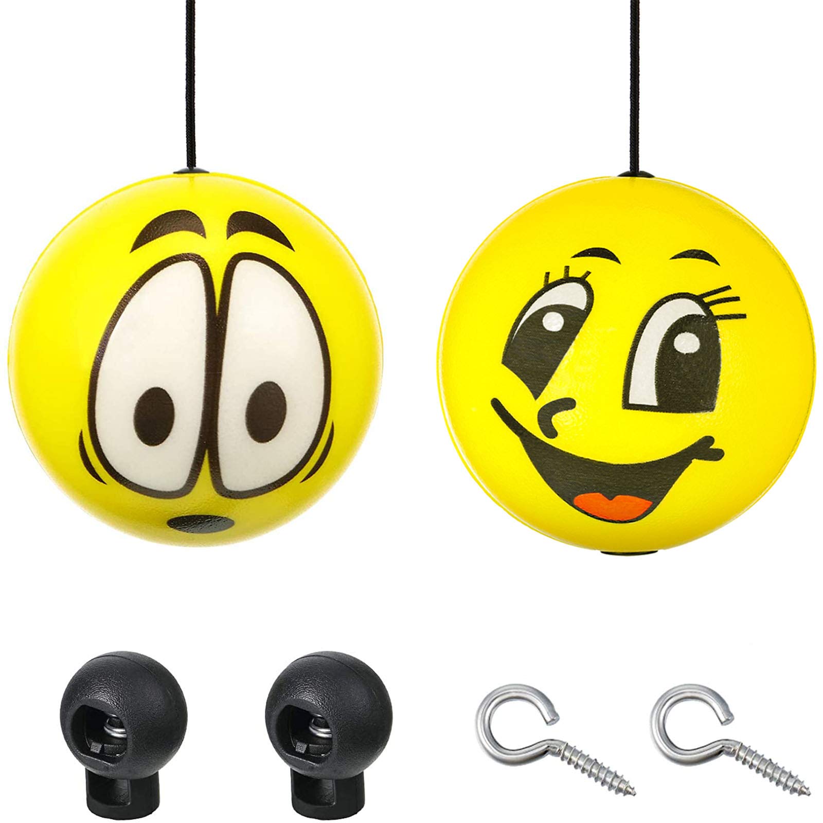 Photo 1 of Frienda 2 Sets Double Garage Parking Aids, Includes 2 Pieces Assist Balls Garage Ball Stopper, 2 Pieces Plastic Cord Locks and Screw Hooks Parking Indicators for Car