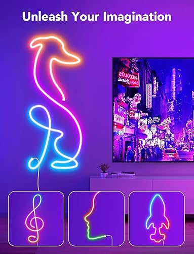 S MMEEVT Neon Rope Light Mounting Brackets, 50PCS Neon Lights Install Fixing Clips Accessories For 6x12mm LED Neon Flexible Strip Lighting, Neon Signs DIY(50 Screws, 50 Clips Govee Rope Light