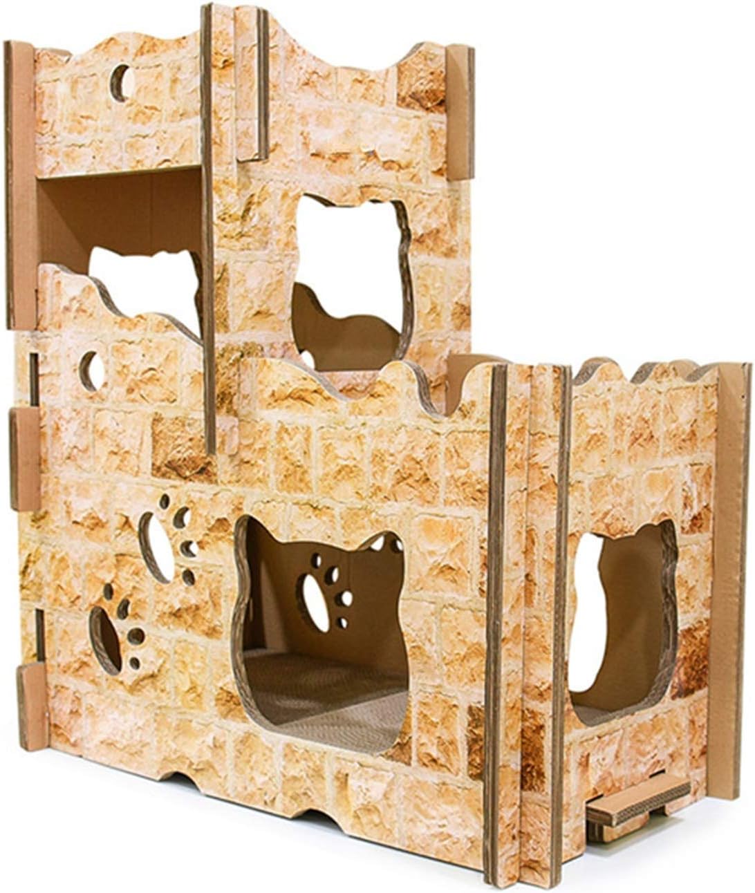 PISSV House Double Layer Cat Furniture Cat Nest DIY Cat Scratch Board Grinding Claws Toy Apartment Activity Lounge Decoration Supplies 75X40X80cm For Multiple Cats