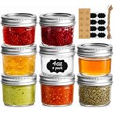 ComSaf Mini Mason Jars 4 oz, 8 Pack Regular Mouth Glass Jars with Lids | ComSaf Mini Mason Jars 4 oz, 8 Pack Regular Mouth Glass Jars with Lids