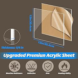 JBR999 Plexiglass 12x12" Sheets 1/4" Thick Clear