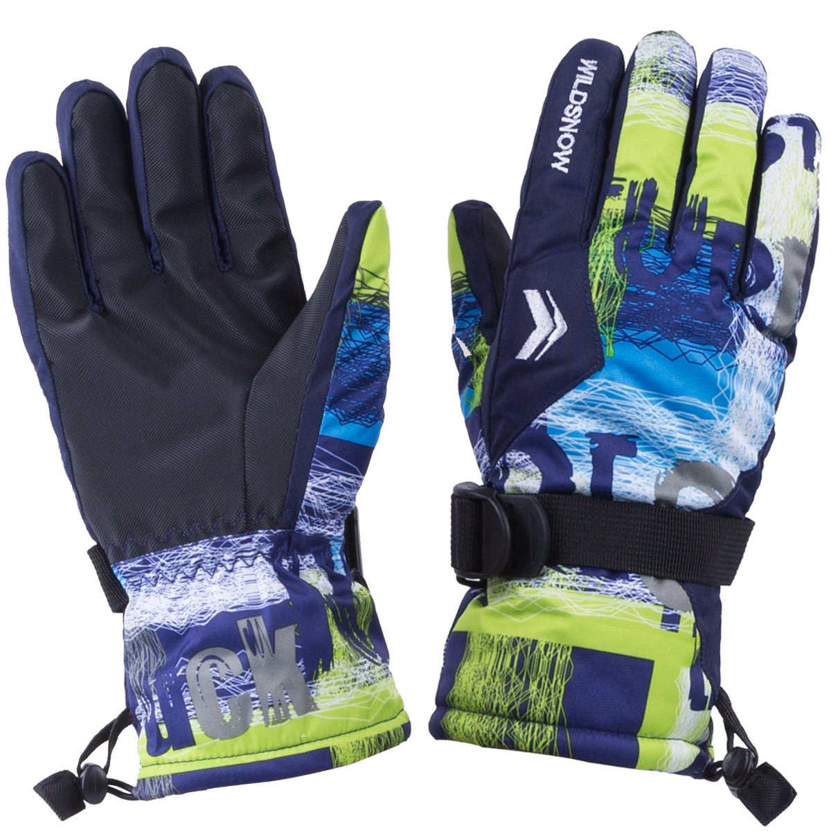 WILD SNOW Men\'s Winter Ski Gloves Colorful Winter Waterproof Windproof Gloves for Cycling Snowboarding and Working