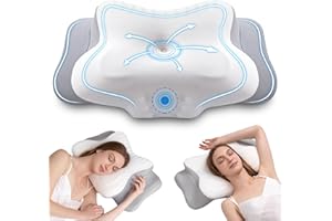 Scozkc Cervical Neck Pillow, Ergonomic Memory Foam Pillows for Neck Pain Relief with Breathable Pillowcase, Adjustable Contou