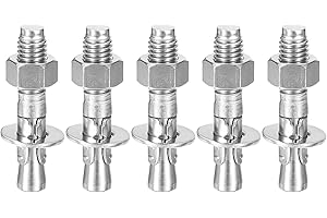 DTGN 1/2" x 2-3/4" Wedge Anchors - 5Pack - Good for Cement and Concrete Wall - 304 Stainless Steel Zinc Plated Screw Bolt Nut
