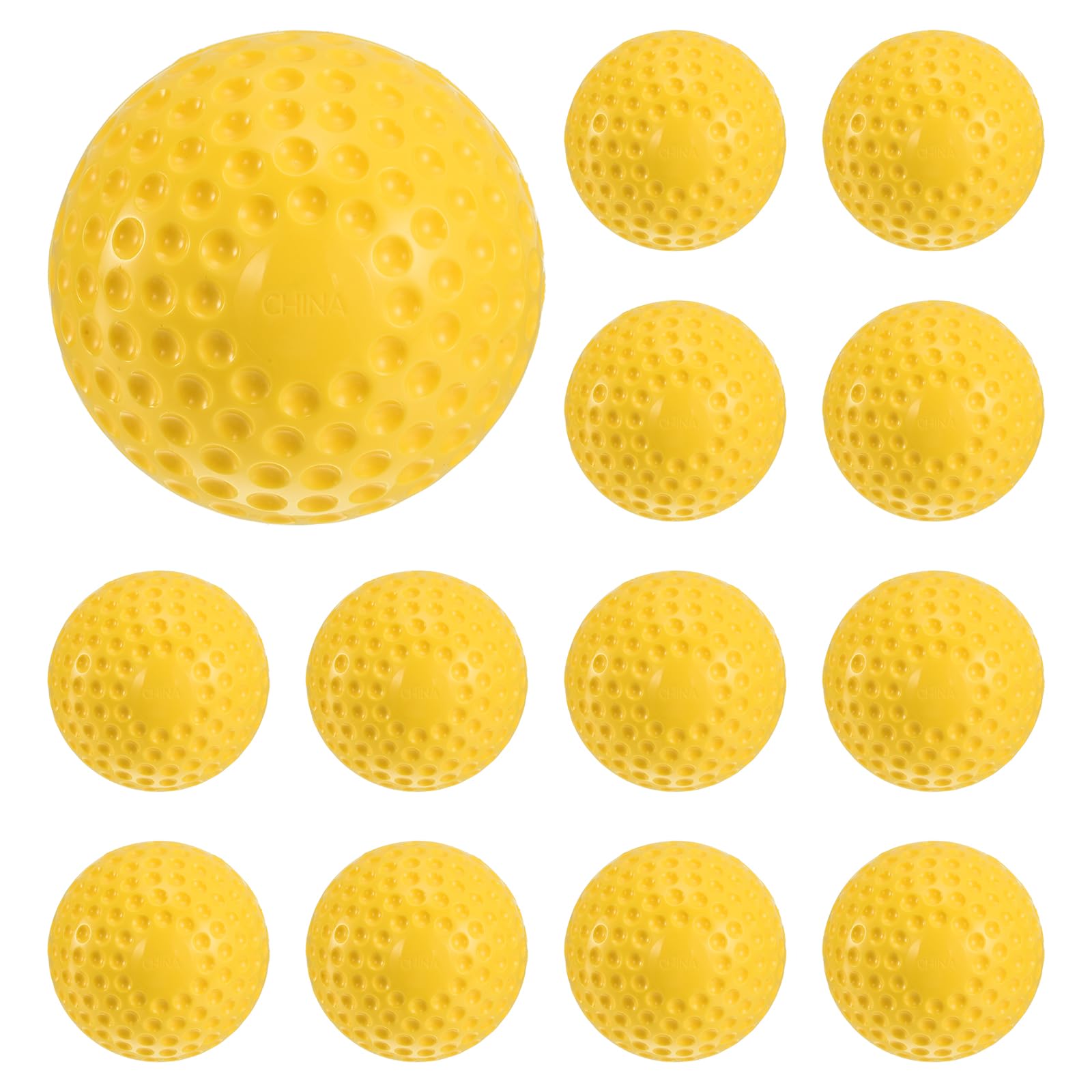 PATIKIL 12 Inch Pitching Machine Softballs 12 Pack Yellow Dimpled Softball Practice Softball PU Sports Game Ball for Hitting Fielding Practice Hand-Eye Coordination