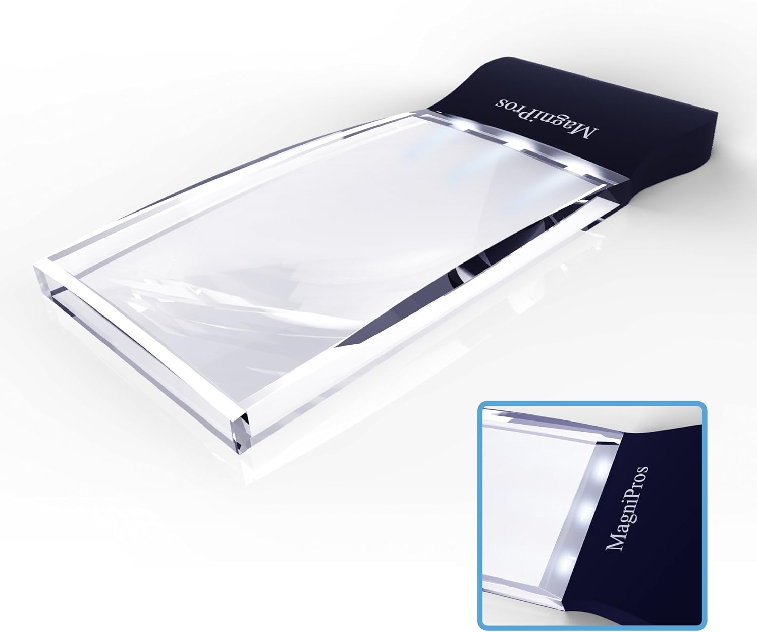MagniPros LED Light 2X Large Rectangular Handheld Magnifier Reading