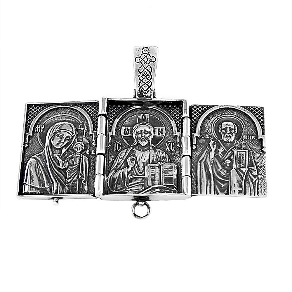 NKlaus 925 sterling silver triptych pendant icons p16 Baptism