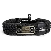 Hero Company Never Forgotten Paracord Bracelet - Tactical Survival Bracelet for Men with Bronze USA Flag - Helps Pair Military Veterans with a Companion Dog