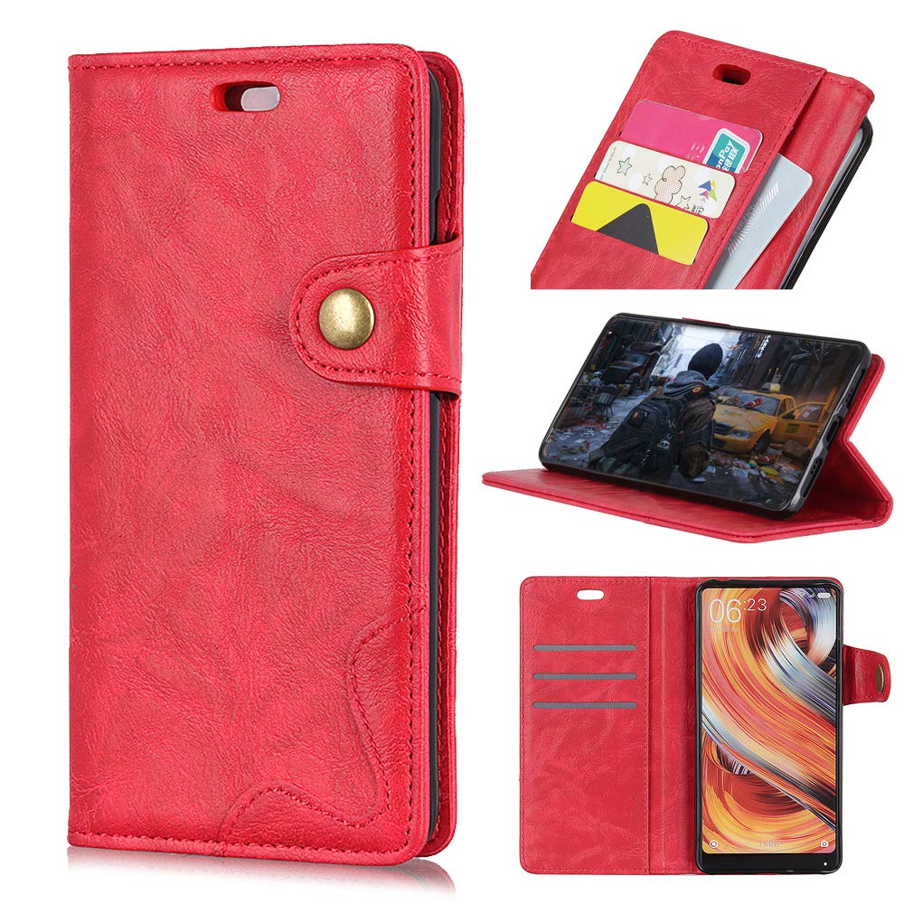Case for iPhone Xs Max, GOOYIN Retro Elegant Premium Leather Flip Cover Vintage Bookstyle Folio Wallet Case Bumper Shockproof Fully Protective Case Magnetic Closure [Kickstand] [Card Slots], Red