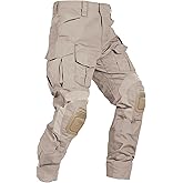 OCANXUE Men’s Tactical Pants with Knee Pads Camo Cargo Pants Waterproof Hiking Pants 10 Pockets No Belt