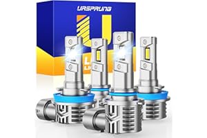 Ursprung 2024 Upgraded H11/H9/H8 9005/HB3 fog Bulbs Combo, 55000LM 800% Brighter 6500K Cool White, 1:1 Mini Size 9005 H11 Hi/Lo Beam Bulbs, Plug and Play, Pack of 4