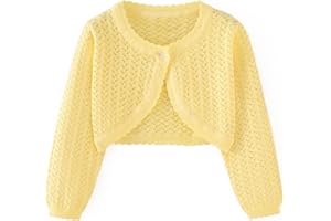 Miccina Girls Cardigan Sweater Toddler Bolero Shrug Baby Kids Long Sleeve Dress Up Button Closure Cropped Jacket Tops