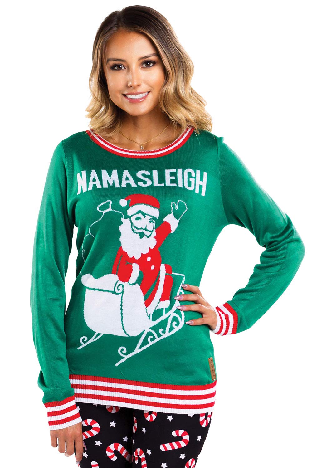 Tipsy Elves Women's Ugly Christmas Sweater - Namasleigh Funny Christmas Sweater for Yoga Lovers