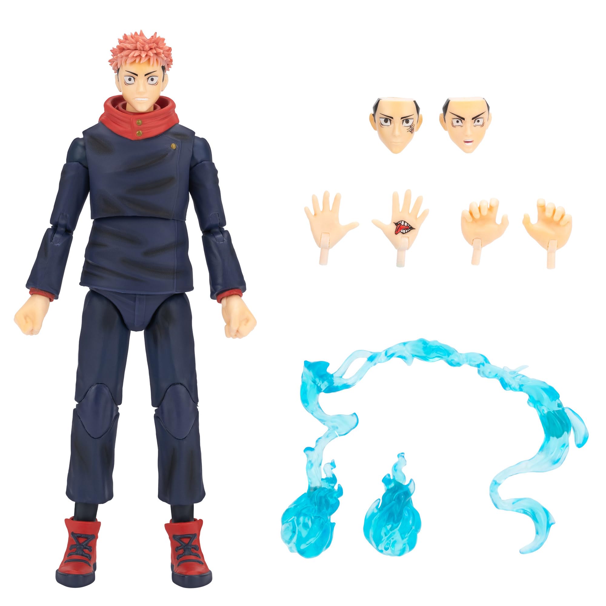 Total Anime Jujutsu Kaisen Yuji Itadori - 6.5-Inch Figure with Swappable Faceplates, Alternate Hands, and Energy Effects