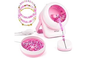 ISTOYO 2IN1 Adjustable Electric Clay and Seed Bead Spinner - Dual-Purpose Jewelry Making Tool with Big Eye Beading Needle - Ideal for Bracelets and Necklaces - Vibrant Pink