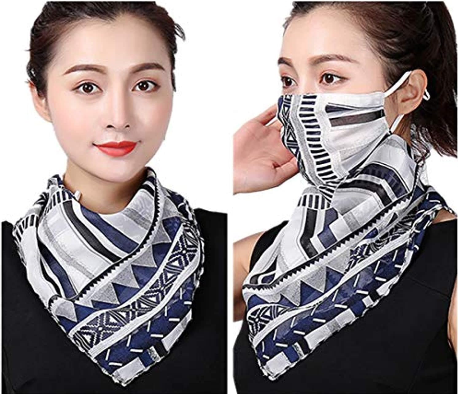 3pcs Chiffon Face Shield Mask Earloop Respirator Scarf Bandana Sun Protection for Women Girls Outdoor Dust, Pollen