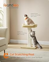 Feandrea Cat Scratching Post Tree with 40x30cm Plush Perch, 71cm Tall Beige view 3