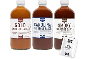 LILLIE'S Q Lillie’s Q - Barbeque Sauce Variety Pack, Gourmet BBQ Sauce Set, Made with Gluten-Free Ingredients, Includes Carolina BBQ Sauce (20 oz), Gold BBQ Sauce (19 oz) & Smoky BBQ Sauce (20 oz) | 3-Pack