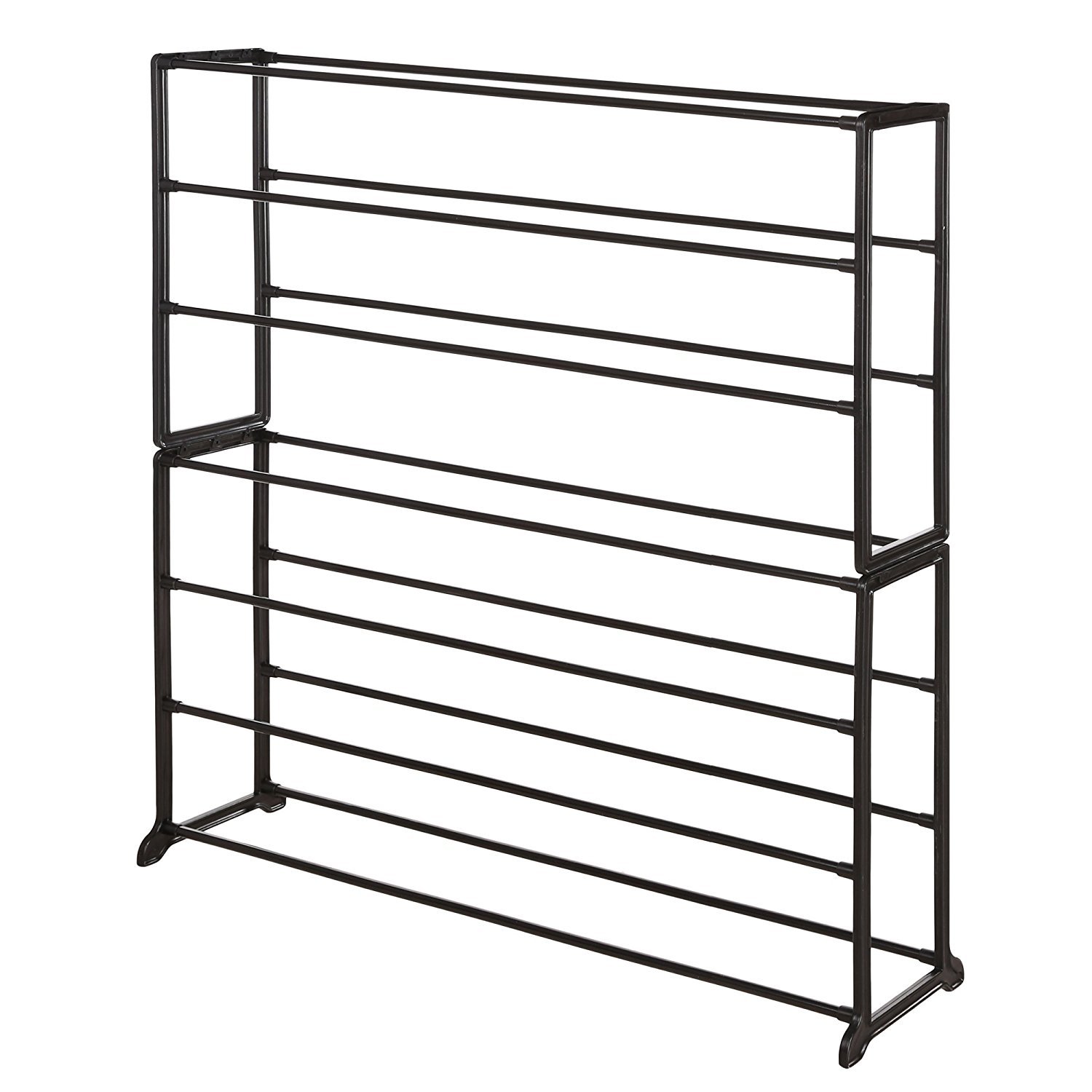 Hindom Adjustable Floor Shoe Organizer Storage, 4/7/10 Tiers Free combination Space Saving Shoe Shelves (7L, Black)