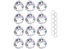 HDCRYSTALGIFTS Crystalsuncatcher 20mm/0.78inch Clear Glass Crystal Ball Prism Feng Shui Lamp Hanging Drop Chandelier Pendants Suncatchers Pack of 12 pcs