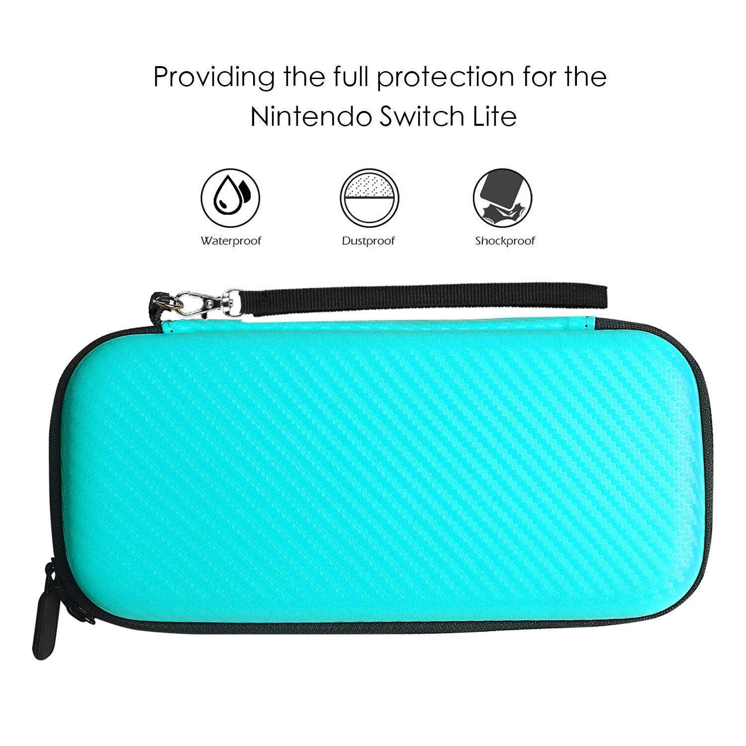 YCCSKY Carrying Case for Nintendo Switch Lite, [Portable Version] Ultra-Thin Travel Carry Case with 10 Card Slot and 1 Screen Protector Included (Turquoise Blue)