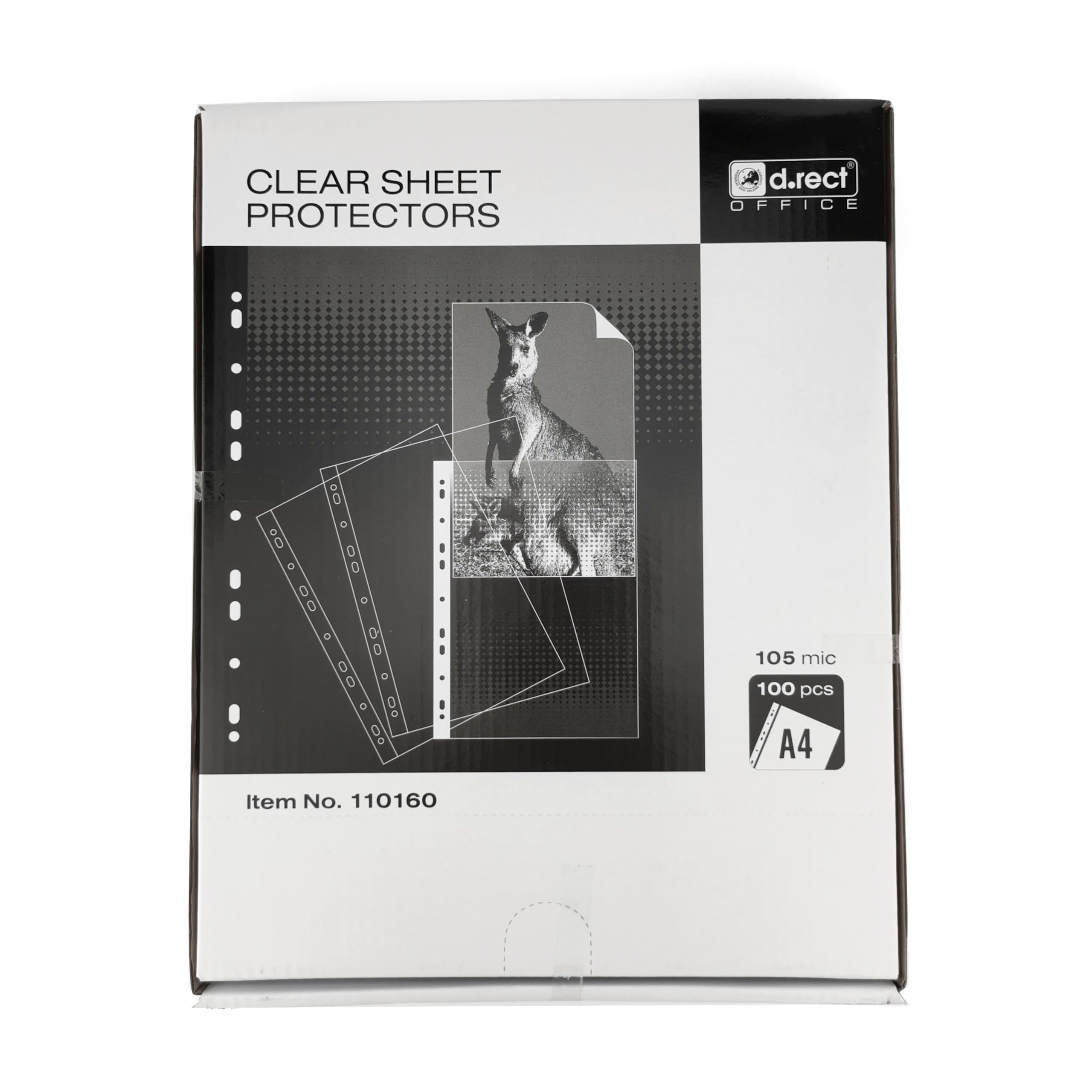 D.RECT 100 Pieces Punched Pockets - Plastic Sleeves - Polly Pockets 105 µm/mic/Micron Thickness: 0.105 mm - Plastic Wallets 230x302 mm - Cardboard Packaging, Crystal Clear