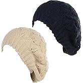 BYOS Women Mid-Weight Slouchy Leafy Cutout Crochet Soft Knit French Beret Hat