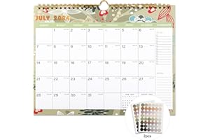 Vibrant Focus 2024-2025 Wall Calendar - 18 Monthly Wall Calendar 2024-2025, July 2024 - December 2025,8.5" x 11", 2024-2025 Calendar with Twin-Wire Binding, Hanging Hook, Blocks and Julian Dates (2024-2025 Wall Calendar Green)