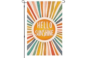 BLKWHT Hello Sunshine Summer Garden Flag 12x18 Vertical Double Sided Colorful Farmhouse Holiday Outside Decorations Burlap Yard Flag BW643