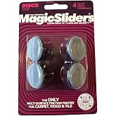 MAGIC SLIDERS 1-1/2 Inch (38mm) Round Furniture Sliders with Nail &ndash; 4 Pack | Heavy Duty Silicon Glide Pads for Wood, Tile, Carpet &amp; Vinyl Floors | Floor Protectors for Furniture Legs