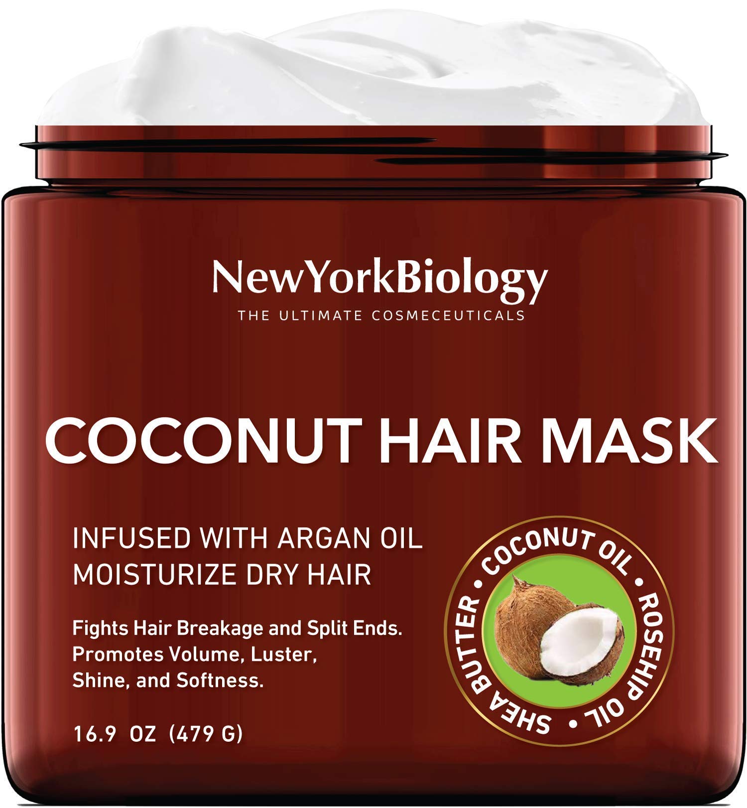 New York Biology Tea Tree Conditioner with Coconut Hair Mask for Hair Growth and Volume - Relief for Dandruff and Dry Itchy Scalp - Moisturizing and Deep Conditioning Dry Hair Treatment