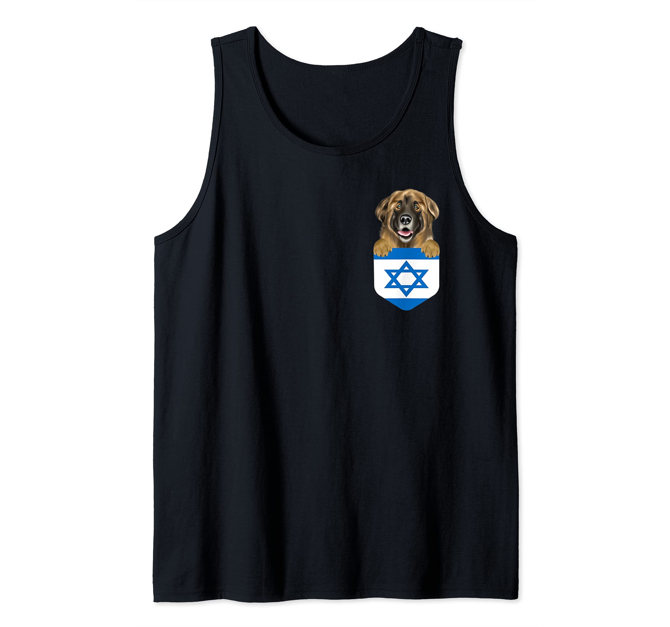 Israel Flag Leonberger Dog In Pocket Tank Top