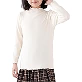 ACESTAR Girls Solid Lettuce Trim Mock Neck Shirt Long Sleeve Slim Fit Ribbed Knit Tee Ruffle Tops Soft Base Layer