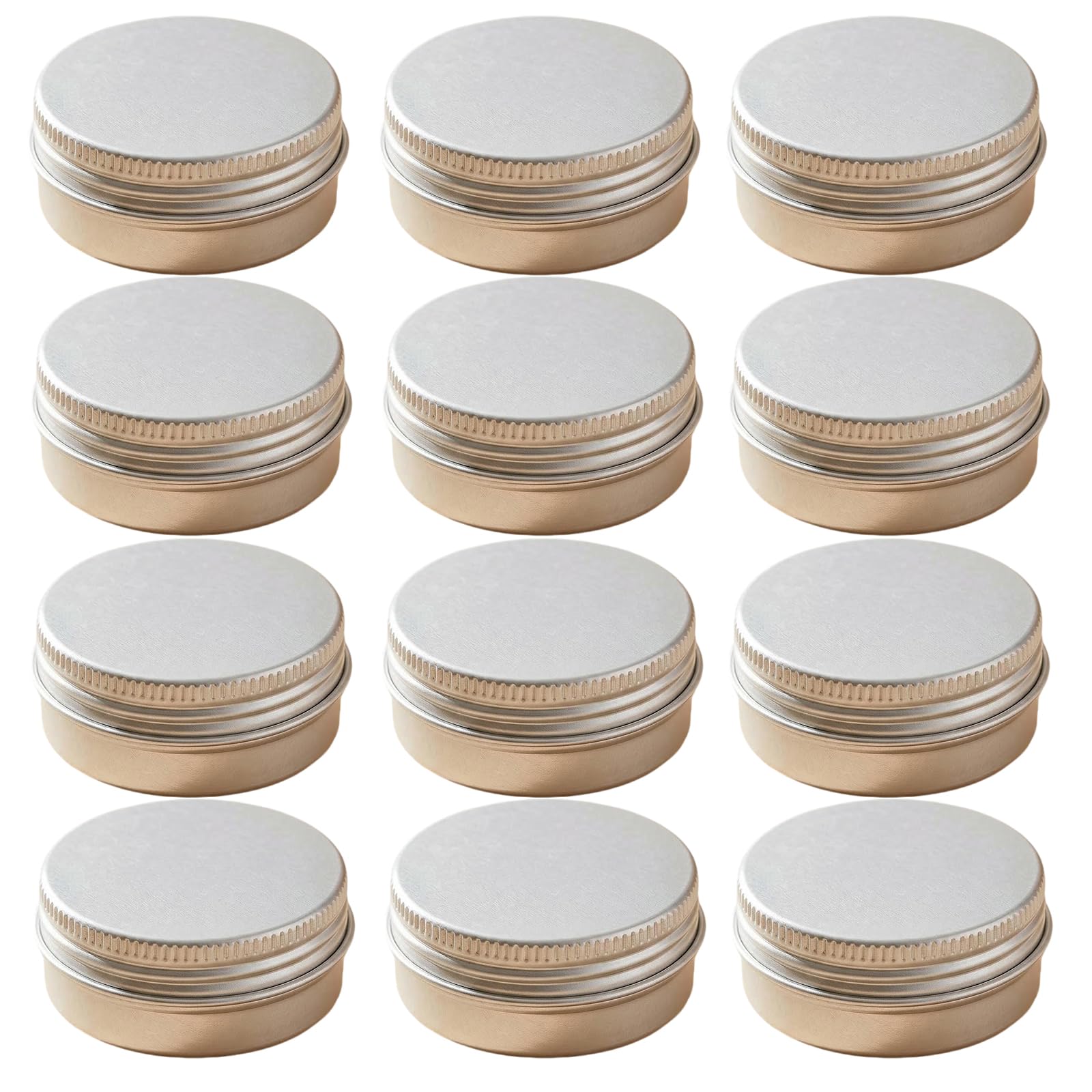 12PCS 10g Empty Refill Silver Aluminum Cosmetic Sample Packing Tins with Screw Lids Travel Round Storage Jar for Lip Balm DIY Candles Eye Shadow Powder
