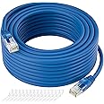 Cat5e Ethernet Cable 200 FT, Cat 5e Internet Cable, Blue Snagless Patch Cord, Flexible, Network, LAN, PoE, Standard RJ45 Connector for PC, Server, Router, Modem, TV, PS5 - with 15 Cable Ties