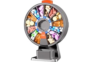 Zoksi Large Pill Organizer, Daily Pill Box for 7 or 14 Days, Wall-Mountable Pill Dispenser Hold for Medicine, Vitamin or Supplements, Weekly Pill Case with Easy Press Button (Grey)