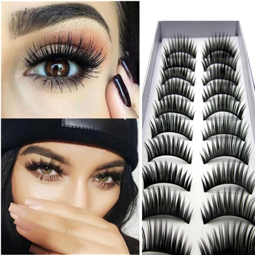 Hello22 10 Pairs 5 Styles Lashes Handmade False Eyelashes Set Professional Fake Eyelashes Pack,10 Pairs Eyes Lashes Each Style,Very Natural Soft and Comfortabl Lash Enhancers & Primers