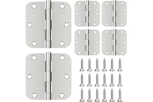 Brushed Nickle Door Hinges,18 Pack Exterior Hinges Doors,3x3 Inch Silver Hinge for Interior Doors 5/8" Rounded Radius Corners