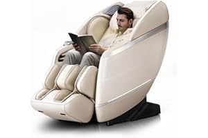 HealthRelife 4D Massage Chair Full Body, 166° Flexible Track, 18 Modes Massage, 11 Massage Technique, 36 Airbag Massage, with Yoga Stretch, Foot Massage, Zero Gravity Massage Recliner（Beige）