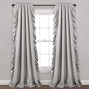 Lush Decor Reyna Light Gray Window Panel Curtain Set for Living, Dining Room, Bedroom (Pair), 95” x 54”, 95" x 54"