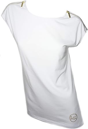 camiseta blanca y dorada