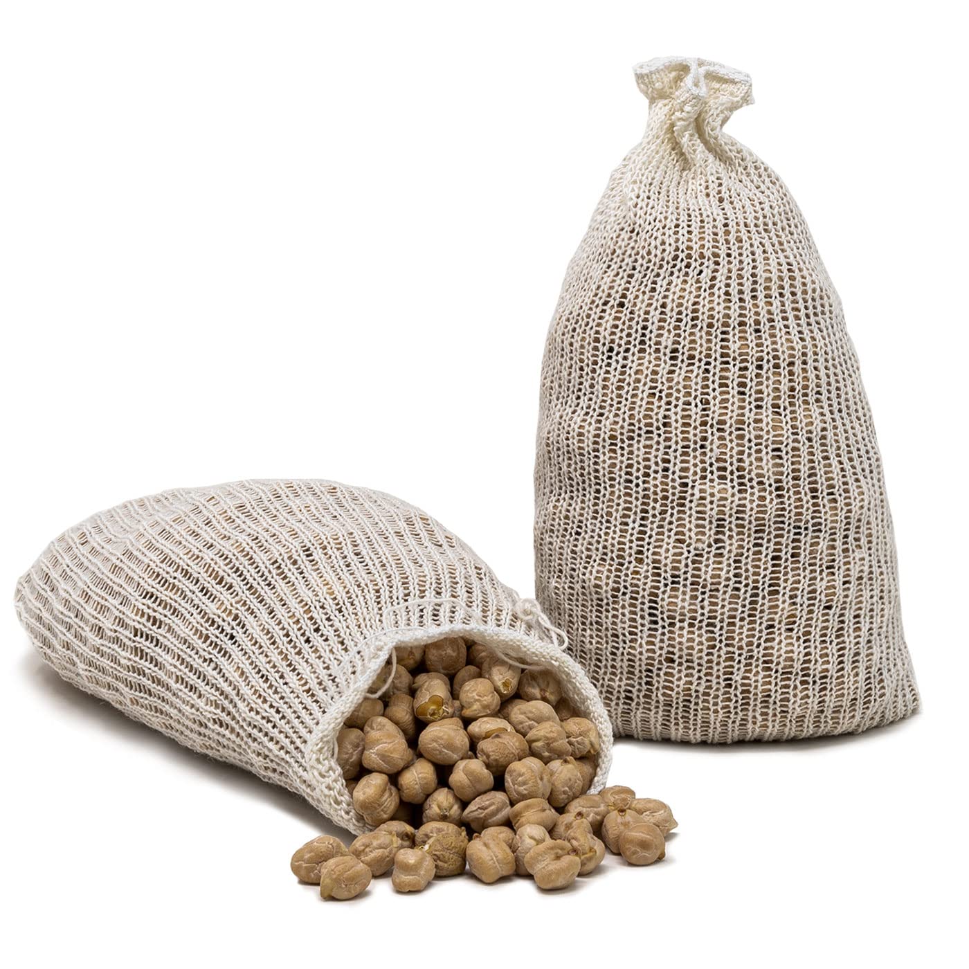 QILZO® Set of 2 Cooking Grids for Cooking Chickpeas Cotton 1kg Bag for Legumes, Reusable Kitchen Bag, Suitable for Any Type of Cooking Sleeves, Chickpeas