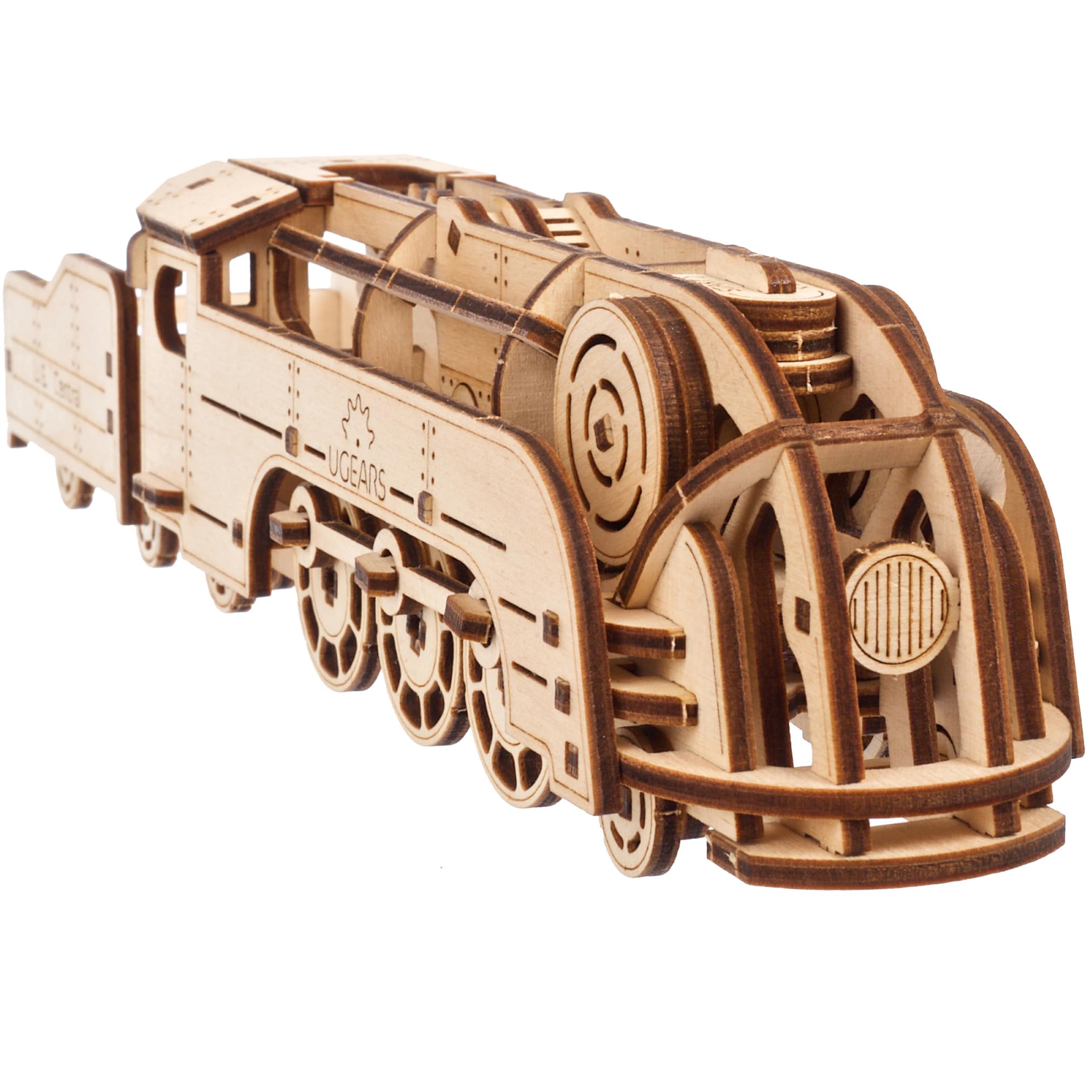 UGEARS Mini Locomotive - 3D Mechanical Wooden Puzzle Train Kit - Wooden 3d Puzzles for Adults to Build - DIY Train Model Puzzles for Teens - Small Brain Teaser Building Kits